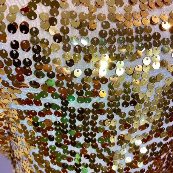 Golden Sequin Mini Party Bodycon Dress• Size M - Picture 6 of 11
